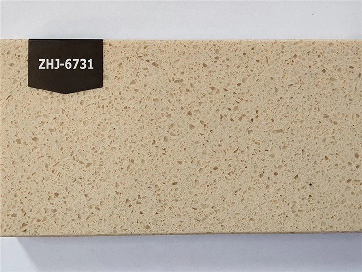 Beige color grain quartz stone slab (2)
